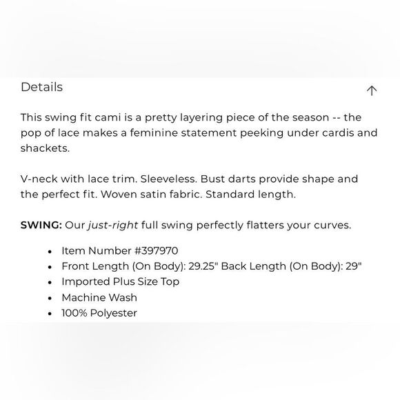 Lane Bryant Lace Trim Satin Cami Women's 16 White Career Academia Layer NWT - Picture 7 of 8